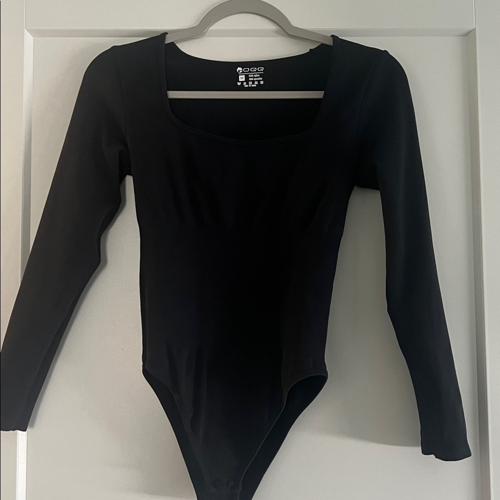 OQQ Women's 2 Bodysuits Ribbed Square Neck Long Sleeve Tops - Picture 4 of 8